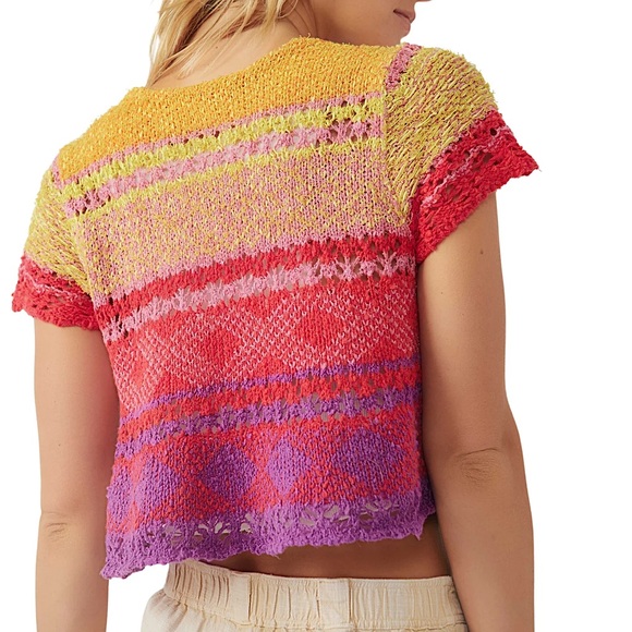 NEW Free People Lily Sweater Tee In Paradise Combo - Picture 7 of 15